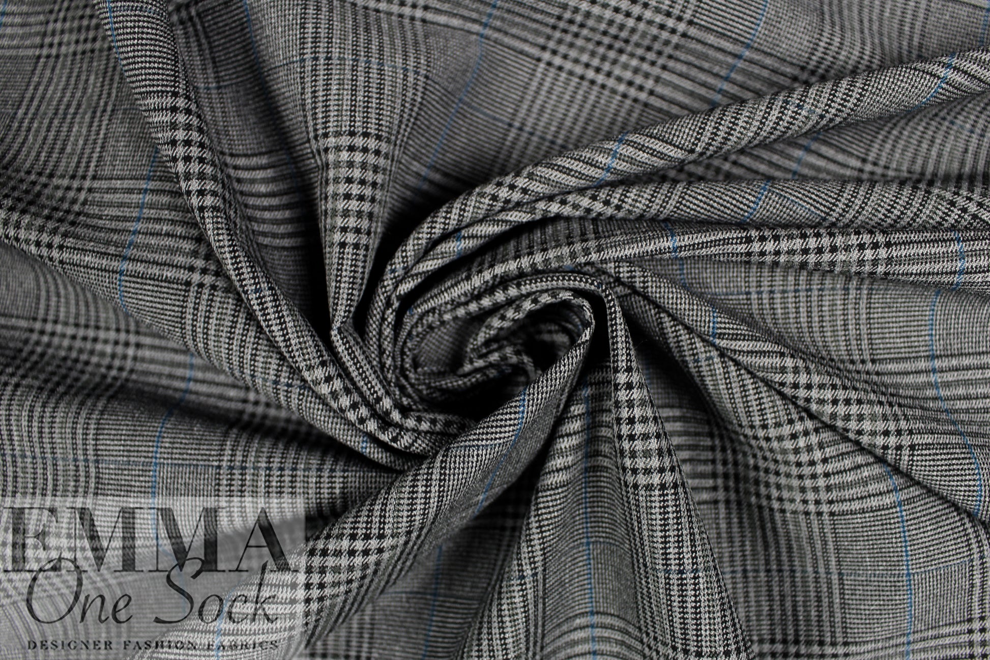 rayon blend bengaline glen plaid woven - charcoal 1 yard