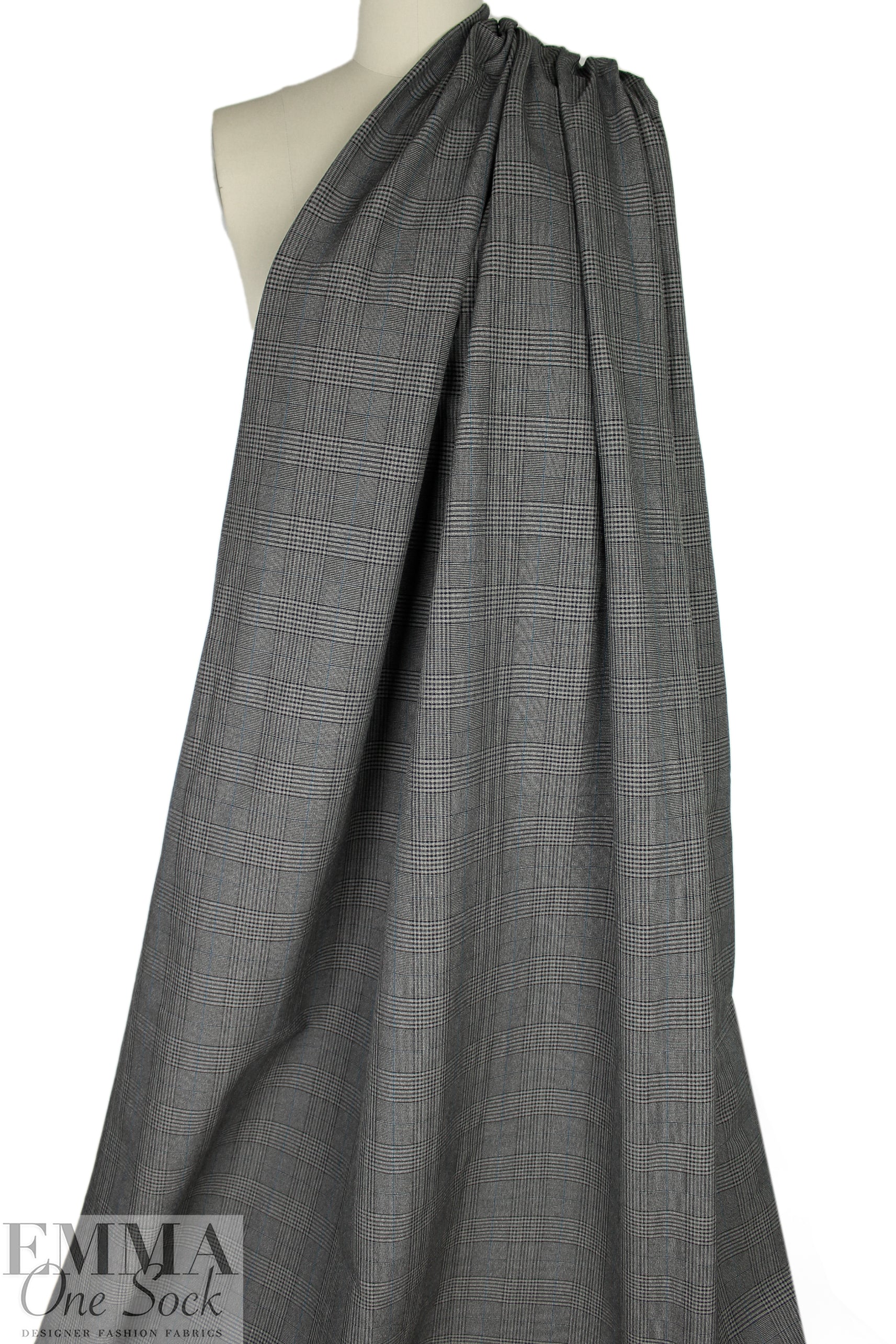 rayon blend bengaline glen plaid woven - charcoal 1 yard