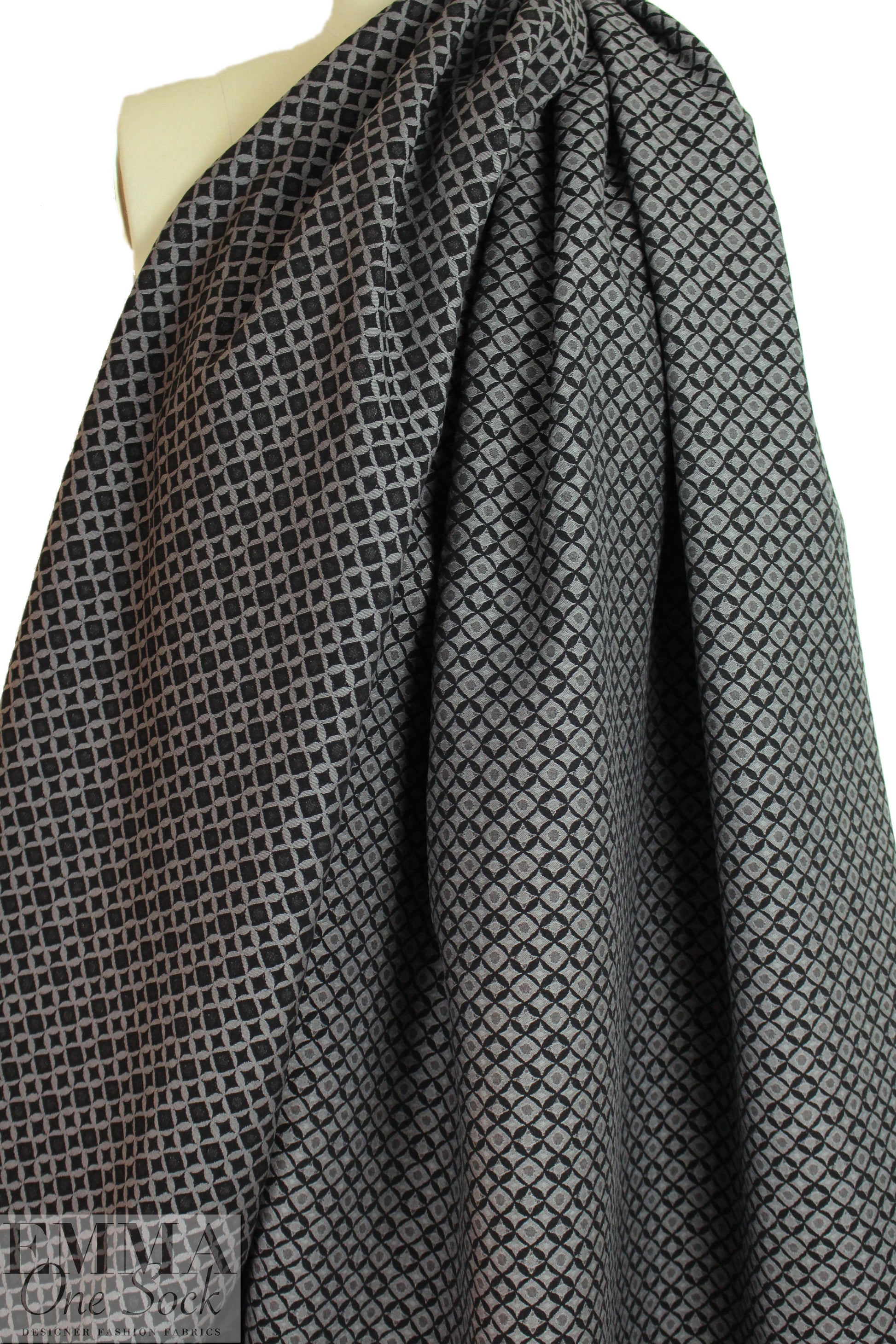 designer black/gray nova graphic bengaline stretch jacquard