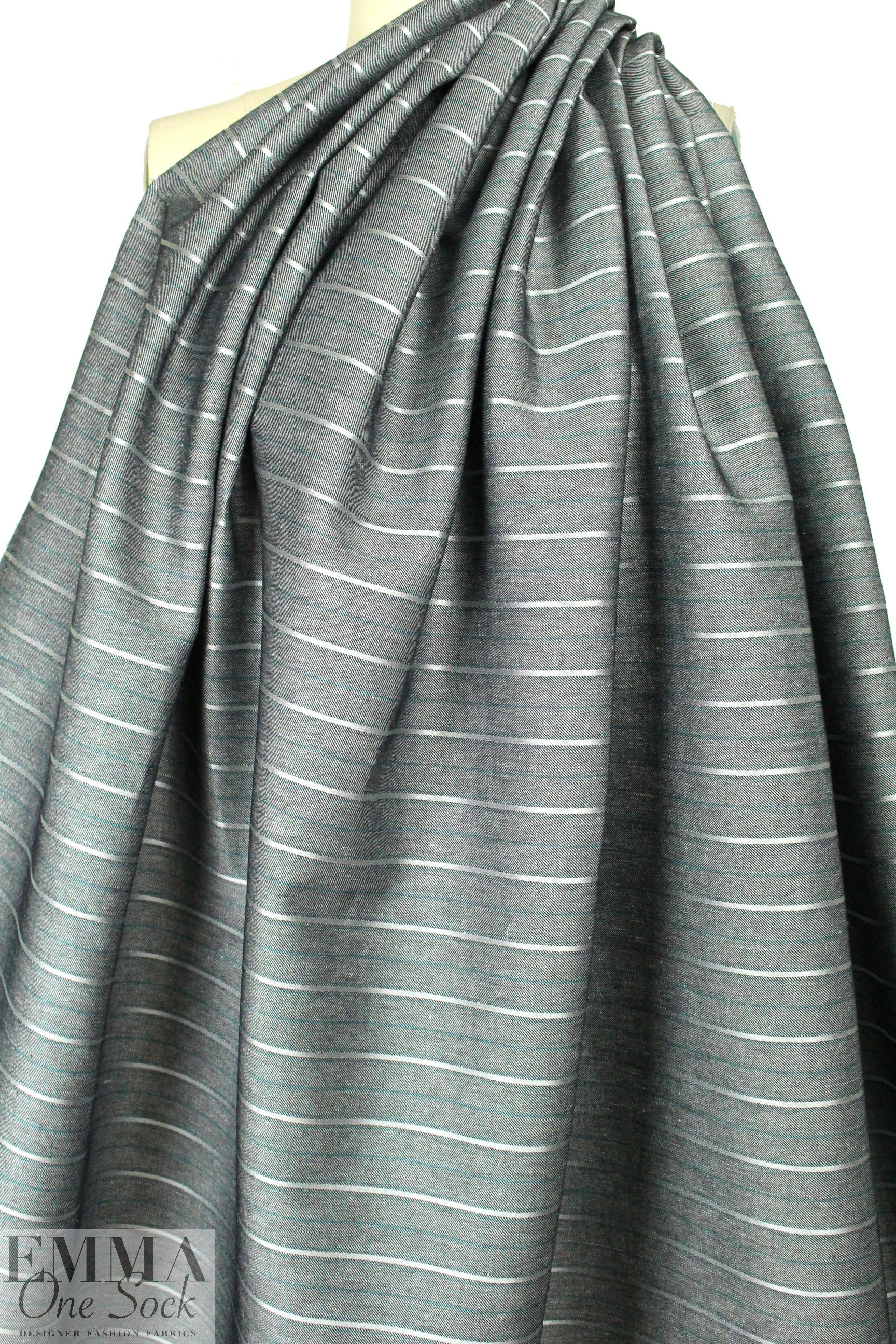 Italian cotton blend stretch bengaline stripe