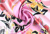 NY designer pink graphic floral PANEL silk charmeuse 1 yard