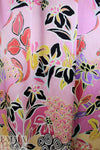 NY designer pink graphic floral PANEL silk charmeuse 1 yard