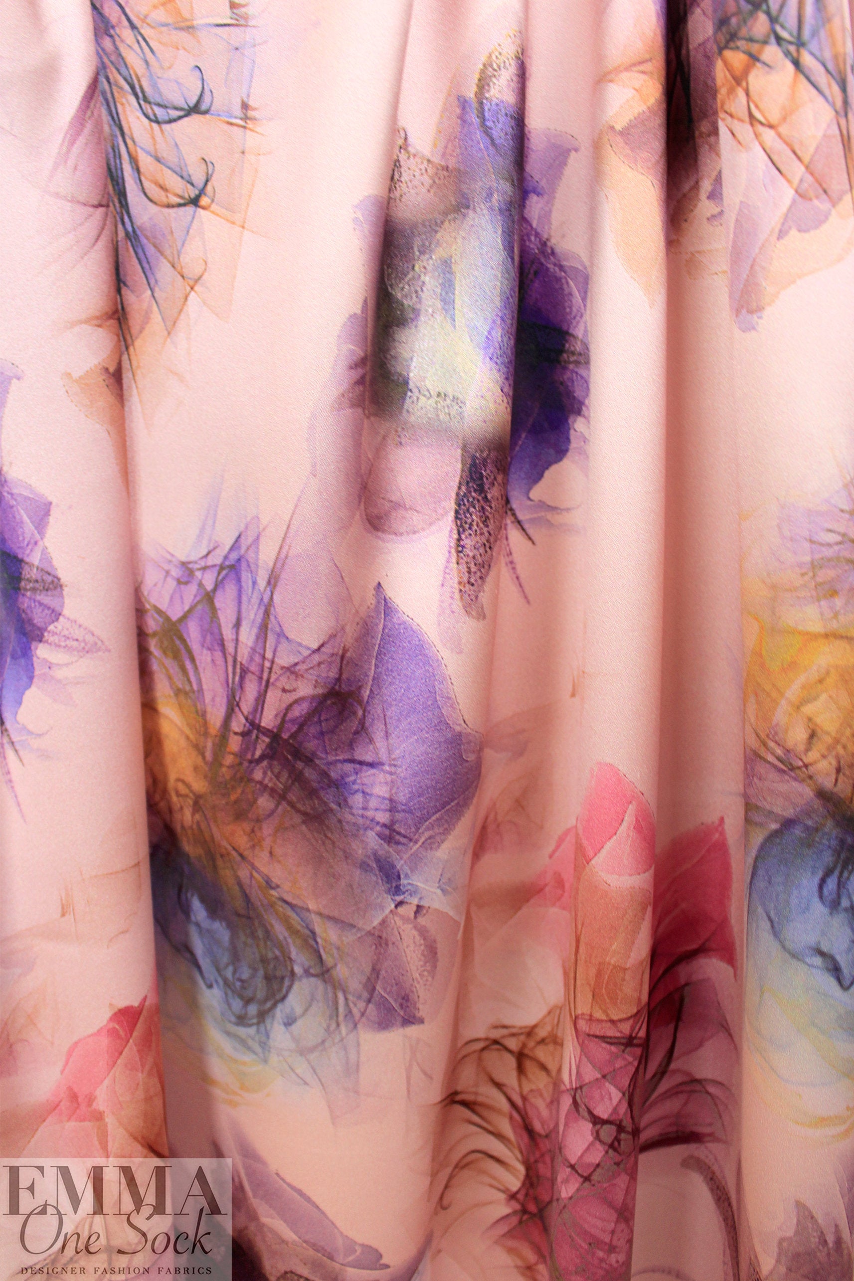 NY designer 'crystal flowers' silk stretch charmeuse .625 yds
