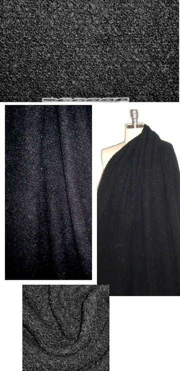 Italian thick wool blend poodle boucle' - black 1.75 yd
