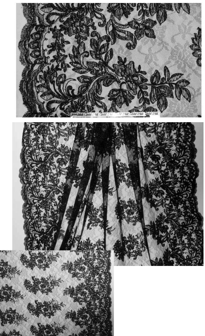 David Meister black 'shadow' reemb. floral lace .75 yds