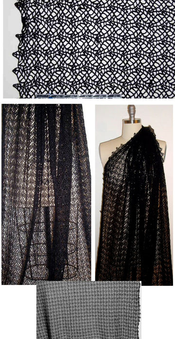 Katharine K!dd cotton guipure lace - black 1.625 yd