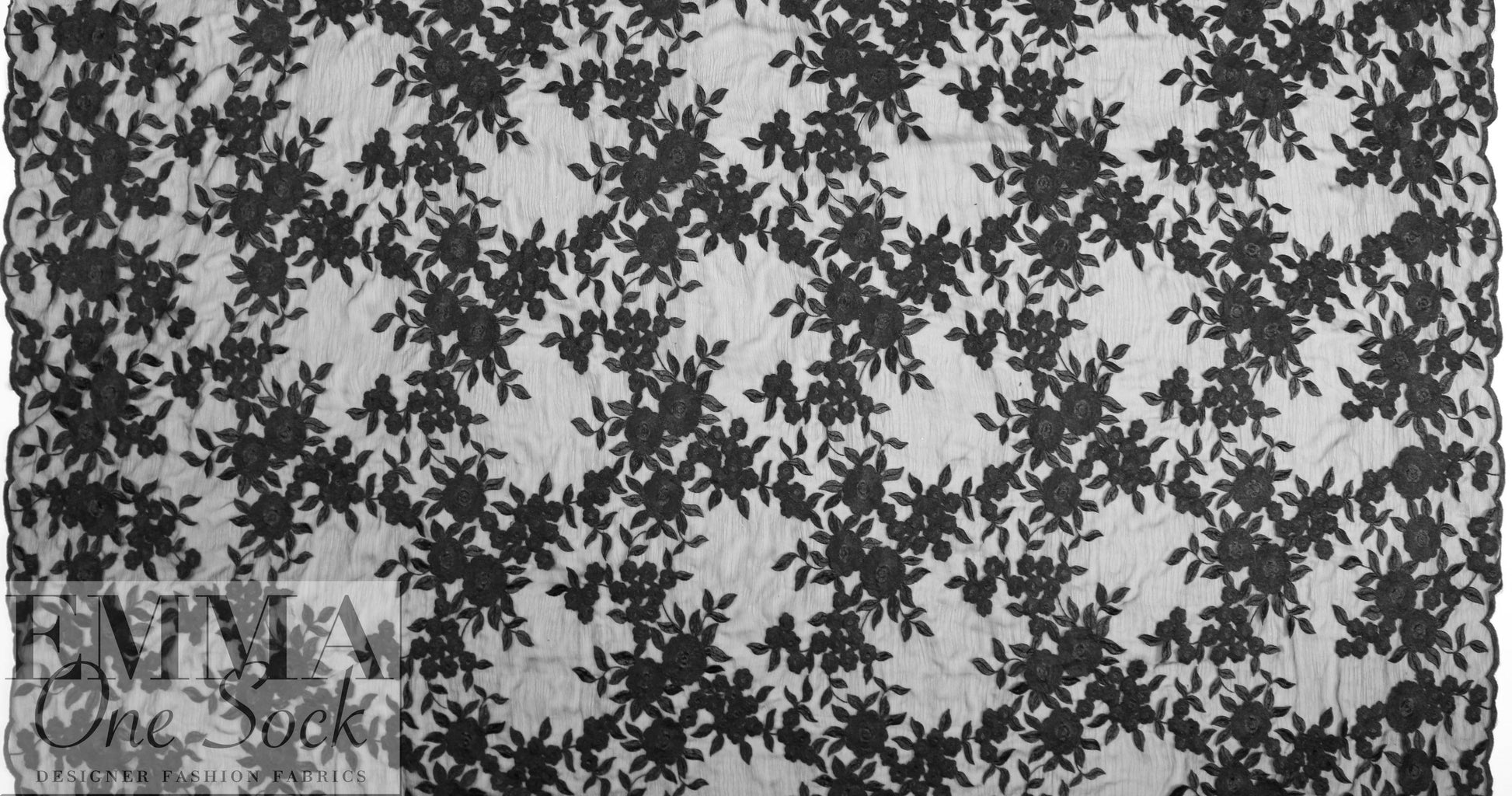 NY designer double scallop lace - black 2 yd