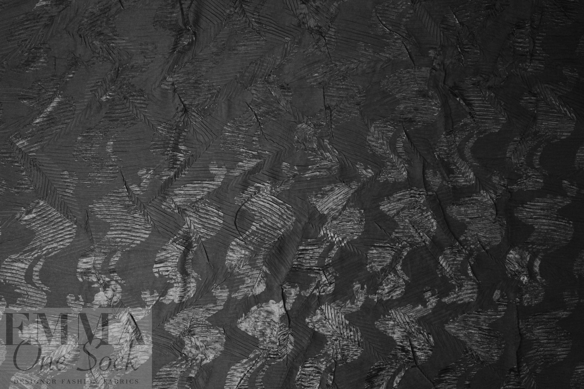 NY designer plisse' textured black on black fancy weave