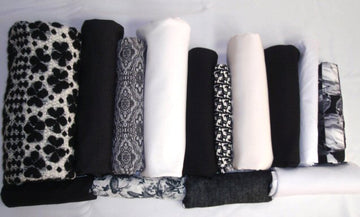 bundle, black/white, 14 small cuts, 6 lbs