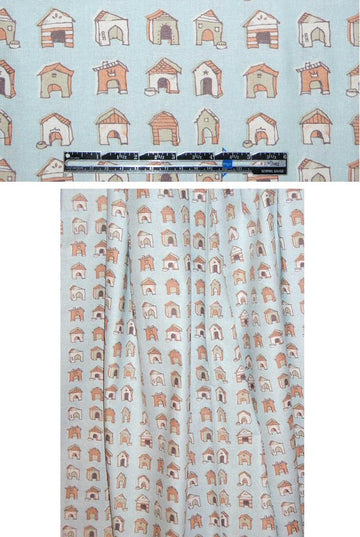 'Puptown' doghouse print 100% cotton USA 2.375 yds
