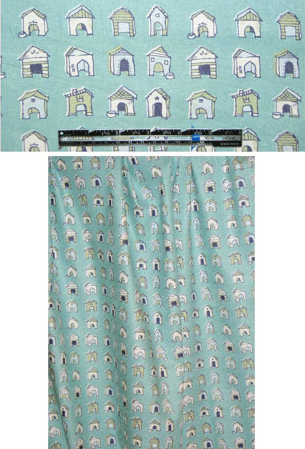 'Puptown' #2 doghouse print 100% cotton USA 1.33 yds