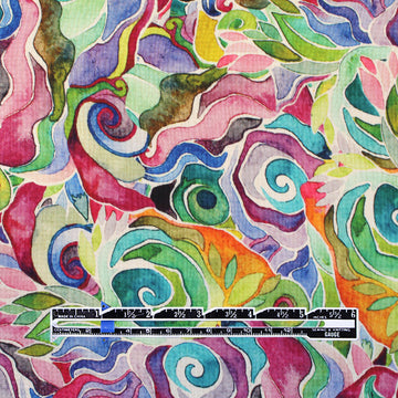 'zephyr' printed hammer-textured 'polysilk' - fuchsia multi 1.125 yds