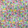 'zephyr' printed hammer-textured 'polysilk' - fuchsia multi 1.75 yds