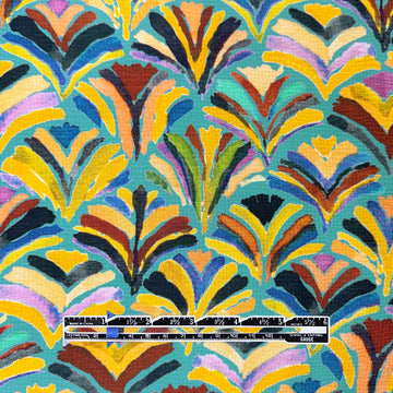 'Grecian flower' printed hammer-textured 'polysilk' 1.9 yds