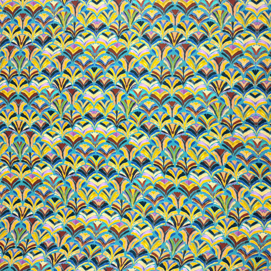 'Grecian flower' printed hammer-textured 'polysilk' 1.9 yds