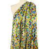 'Grecian flower' printed hammer-textured 'polysilk' 1.25 yds