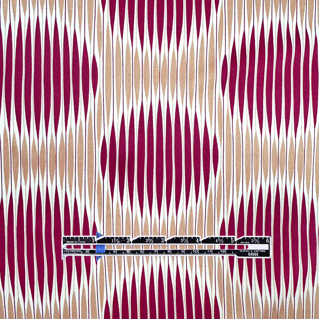 Italian 'good vibrations' viscose challis woven - sangria/tan 1.75 yd