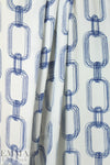 NY designer silk crepe de chine - navy chains