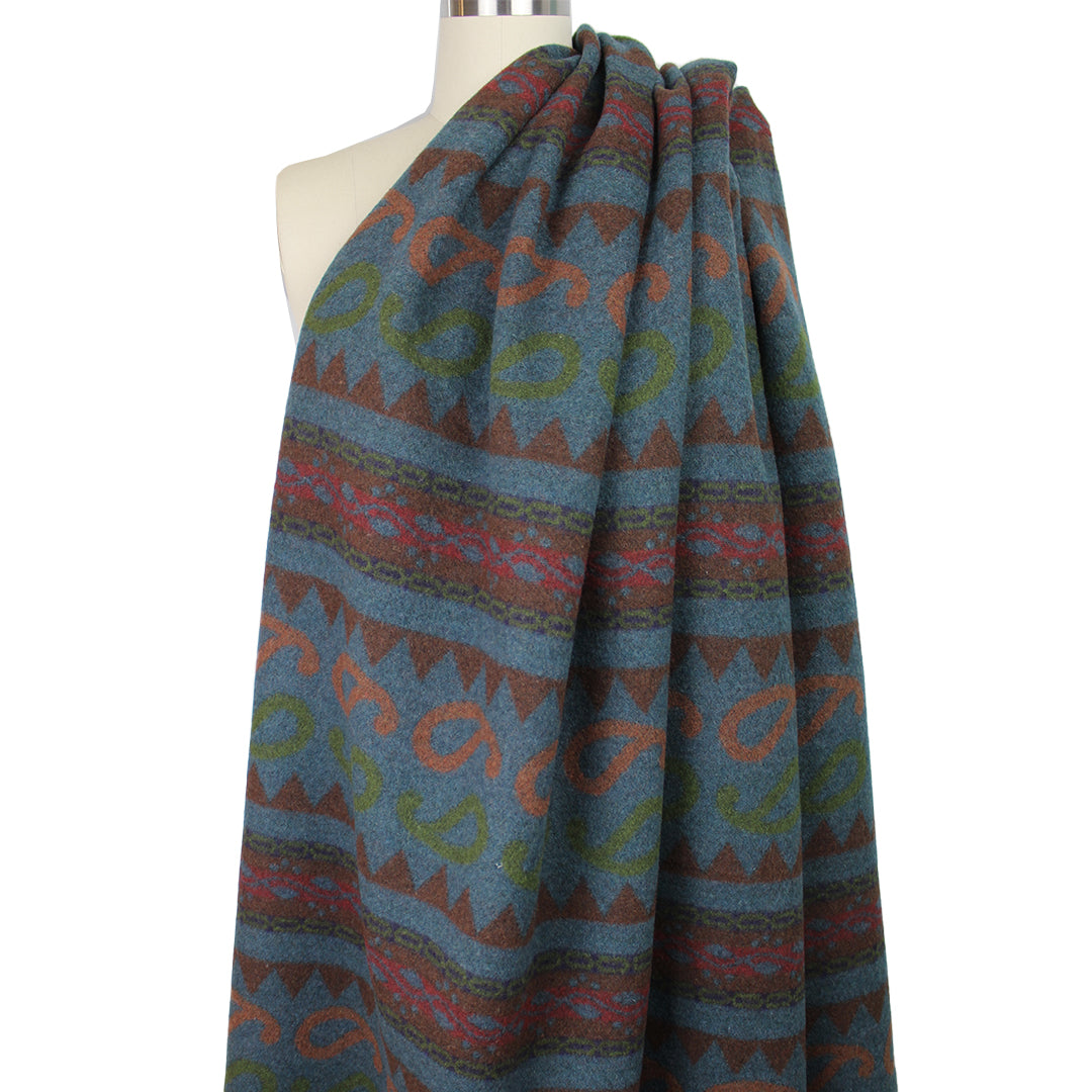 French 'broad fairisle' boiled wool woven coating 1.5 yds