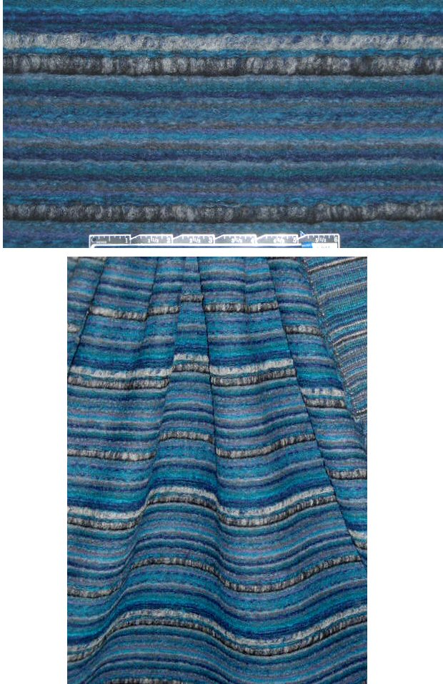 Italian 'boiled' wool sweater - teal/grape stripe