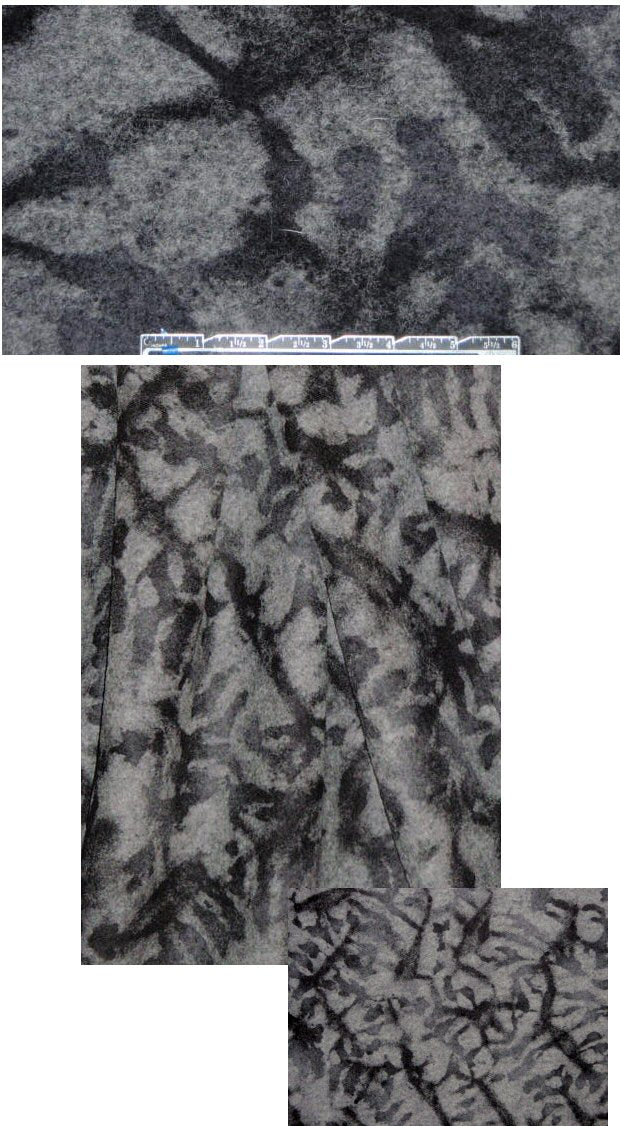 Italian abstract design charcoal boiled wool 1 yard