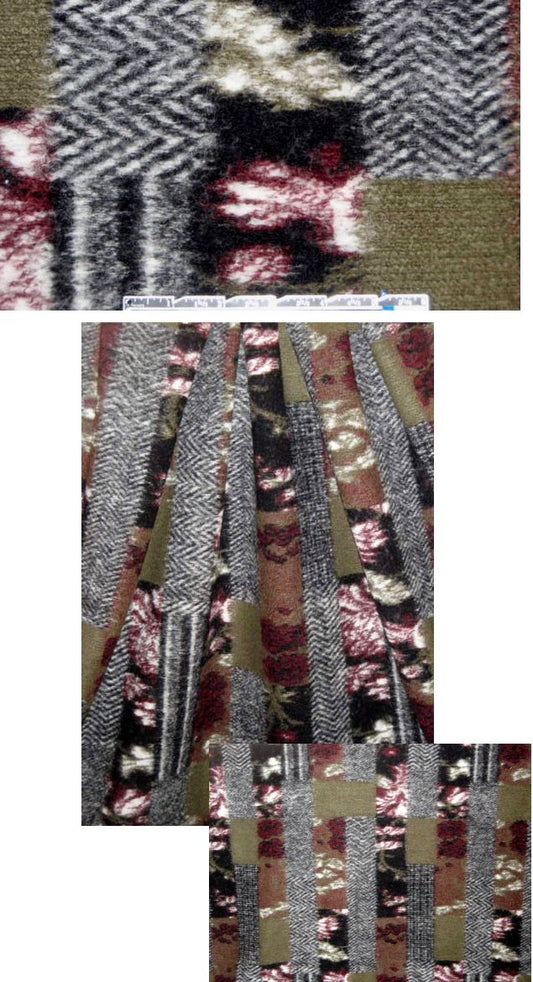 Italian herr./flower patch boiled wool fleece 1.375 yd