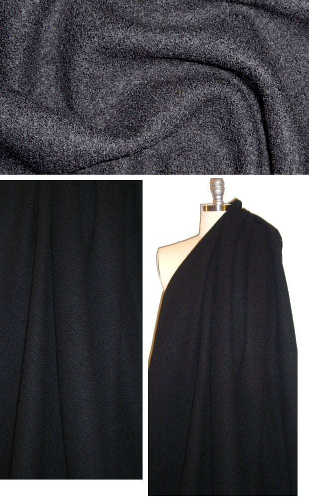 Italian boiled wool knit coating - black