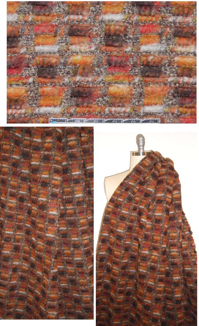 Italian spice tones textured wool fleece .875 yds