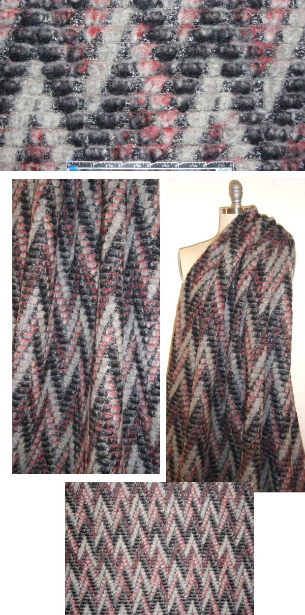 Italian chevron ombre' textured wool fleece