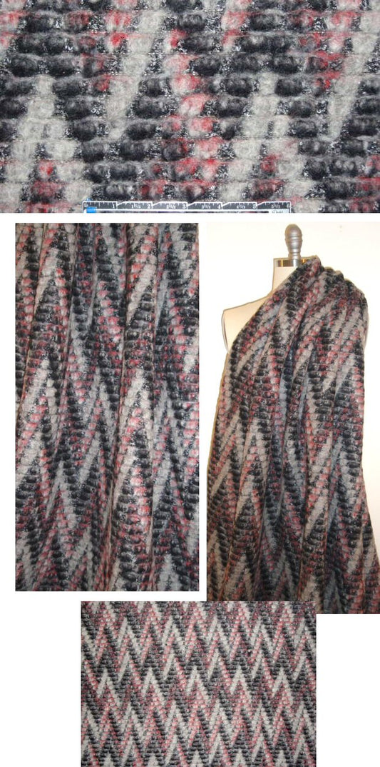 Italian chevron ombre' textured wool fleece 2 yd
