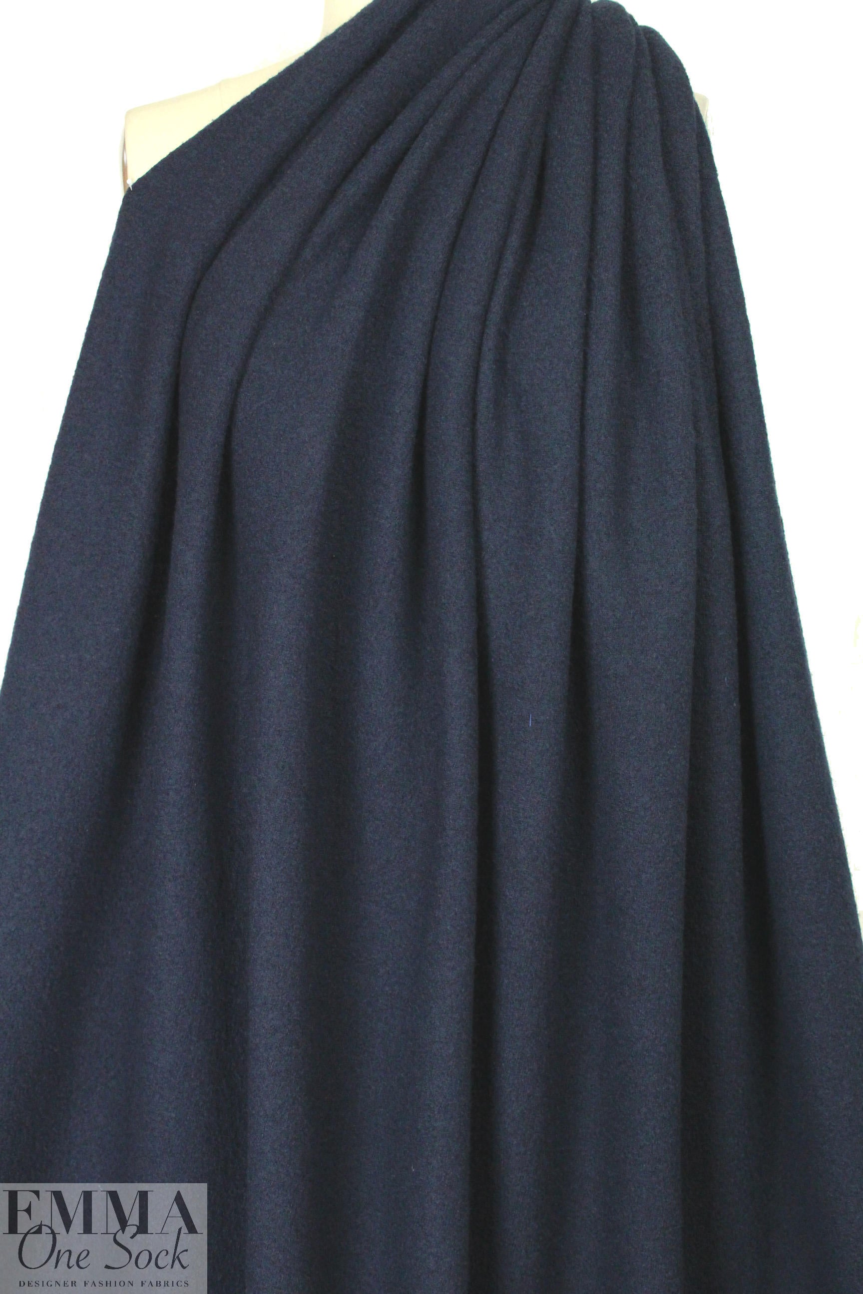 Italian dark navy boiled wool knit coating