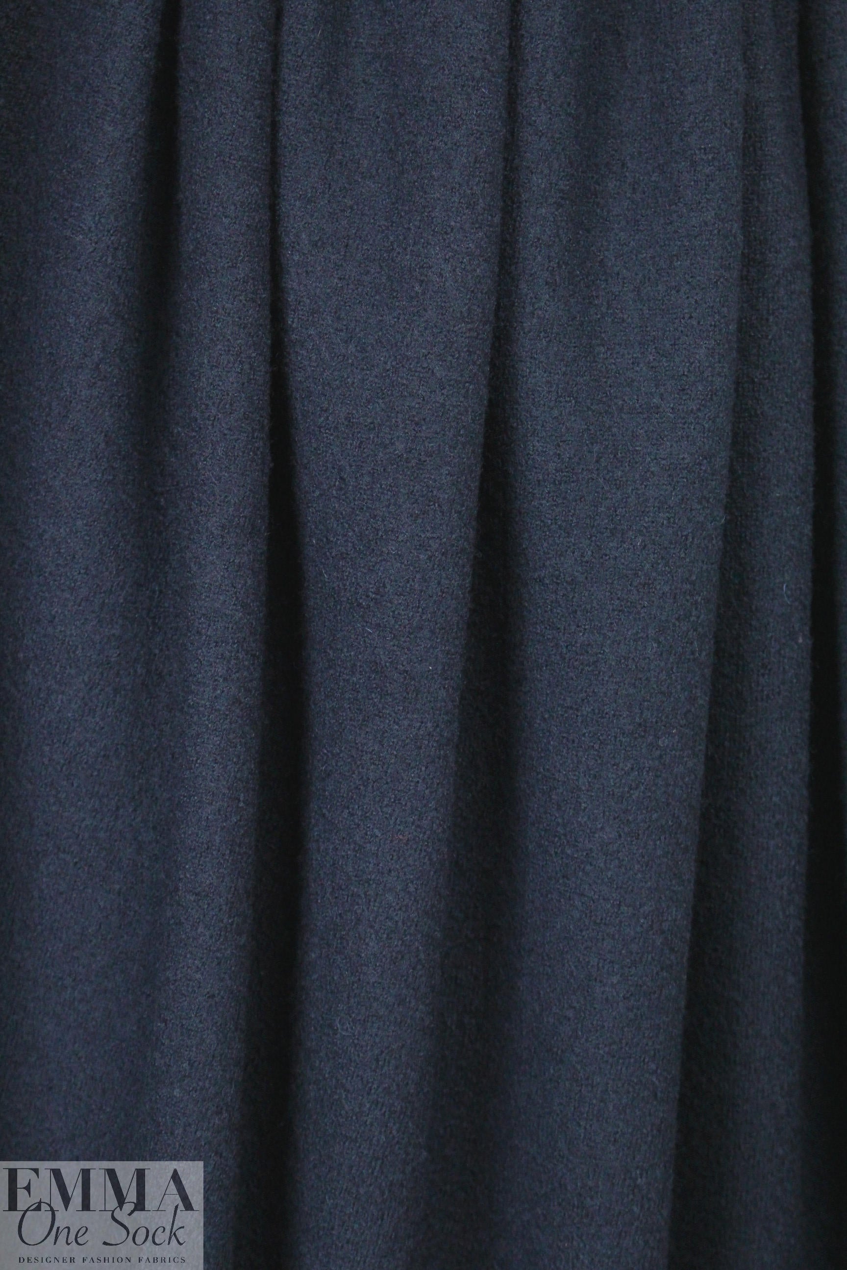 Italian dark navy boiled wool knit coating