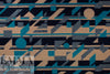 Italian decon. houndstooth brushed wool knit - peacock/sand 1.5 yd
