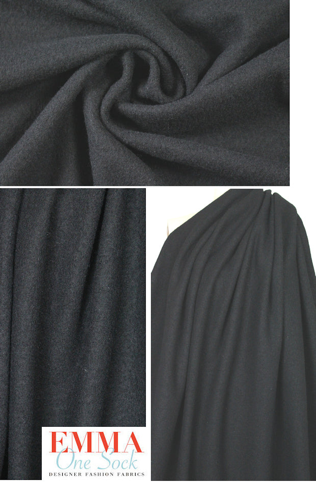 boiled wool knit coating - black .875 yds