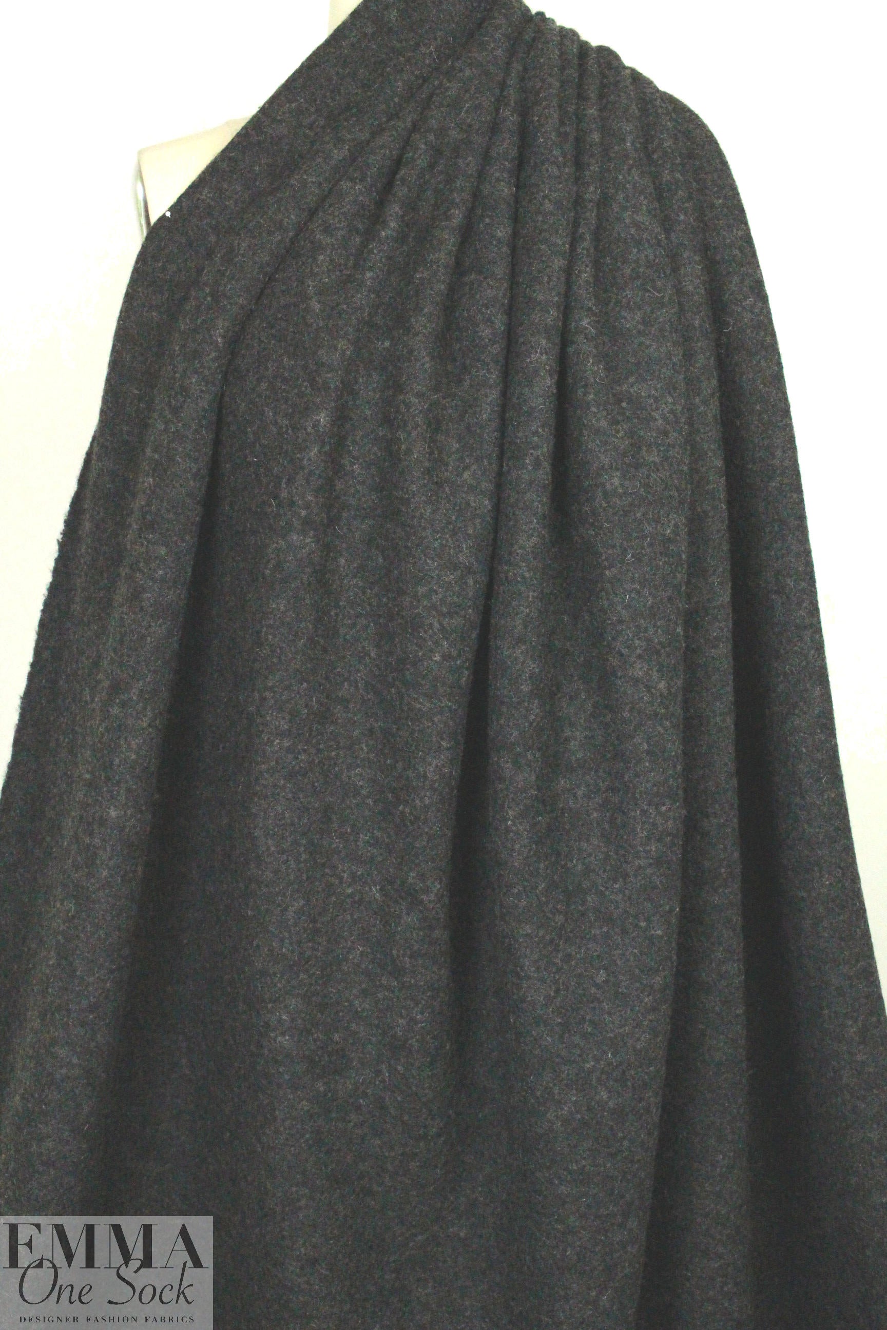 boiled wool knit coating - charcoal heather