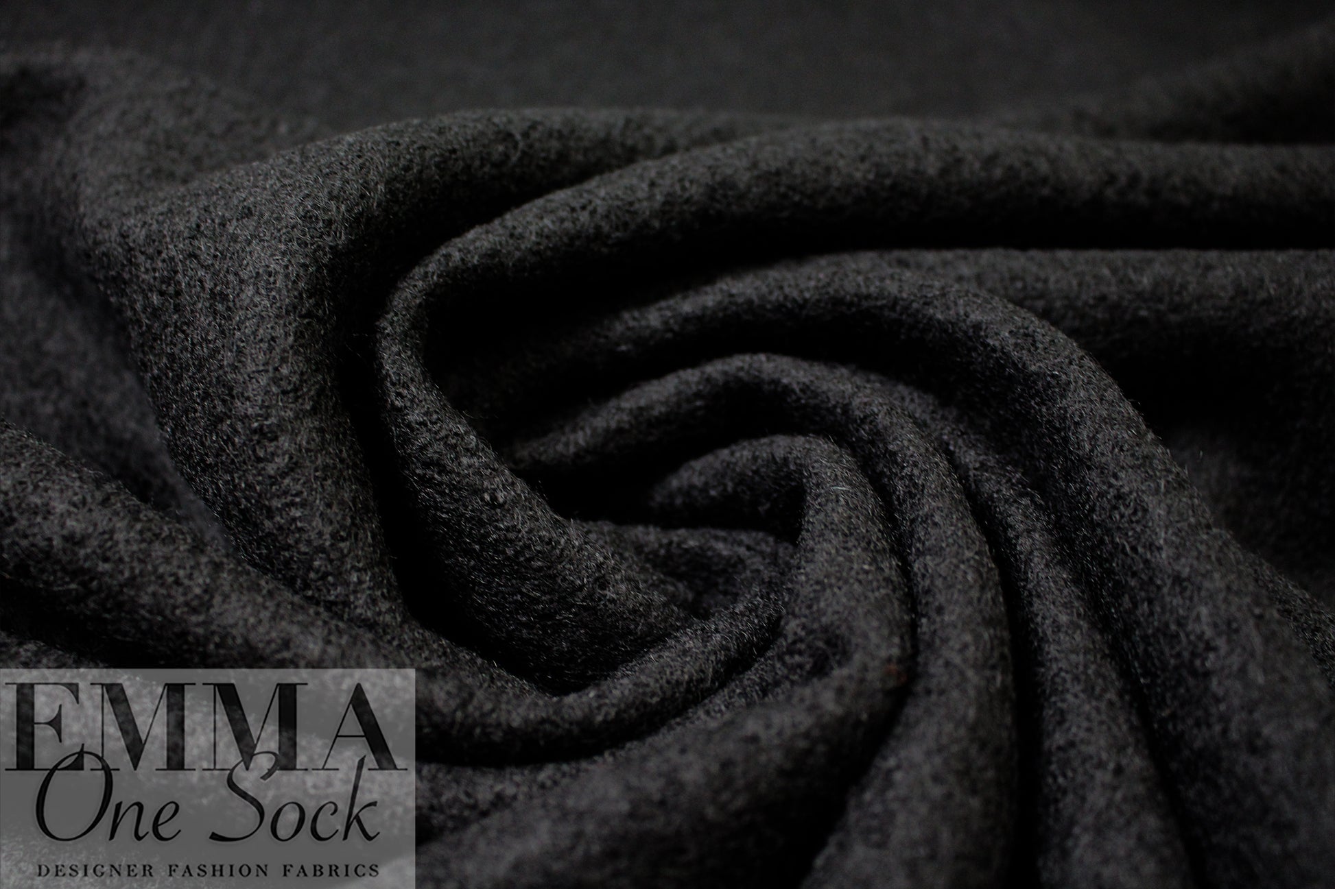 luxury boiled wool knit coating - black 2 yd