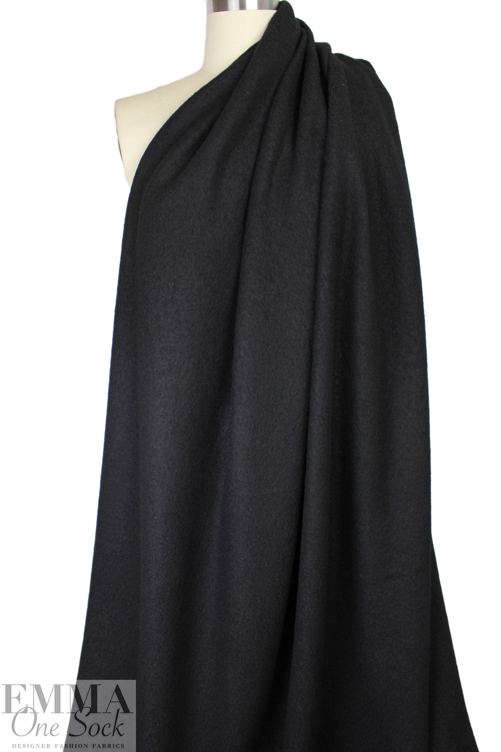 luxury boiled wool knit coating - black 2 yd