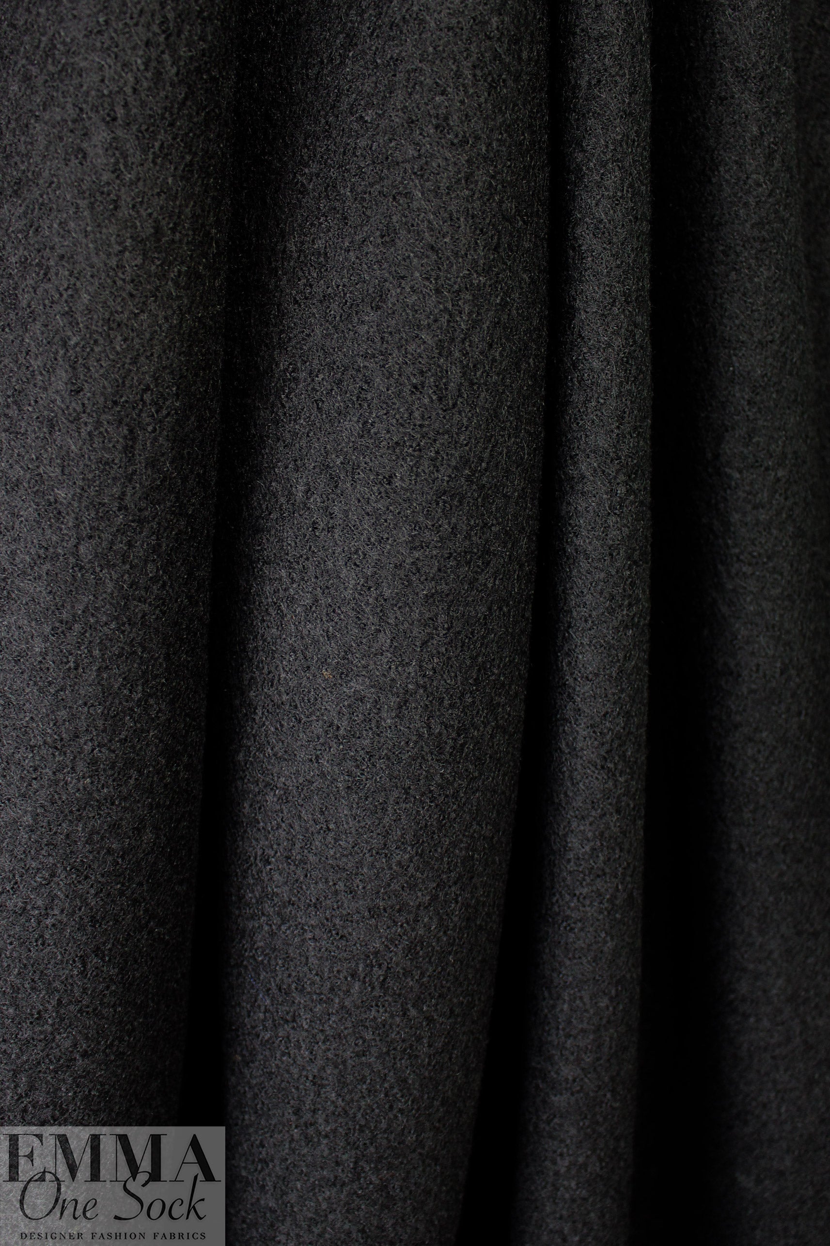 luxury boiled wool knit coating - black 2 yd