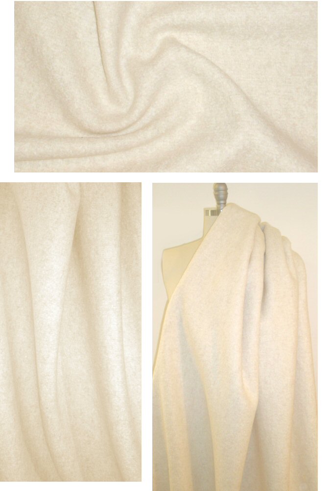 Italian creamy ivory thick boiled wool boucle' 1.25 yds