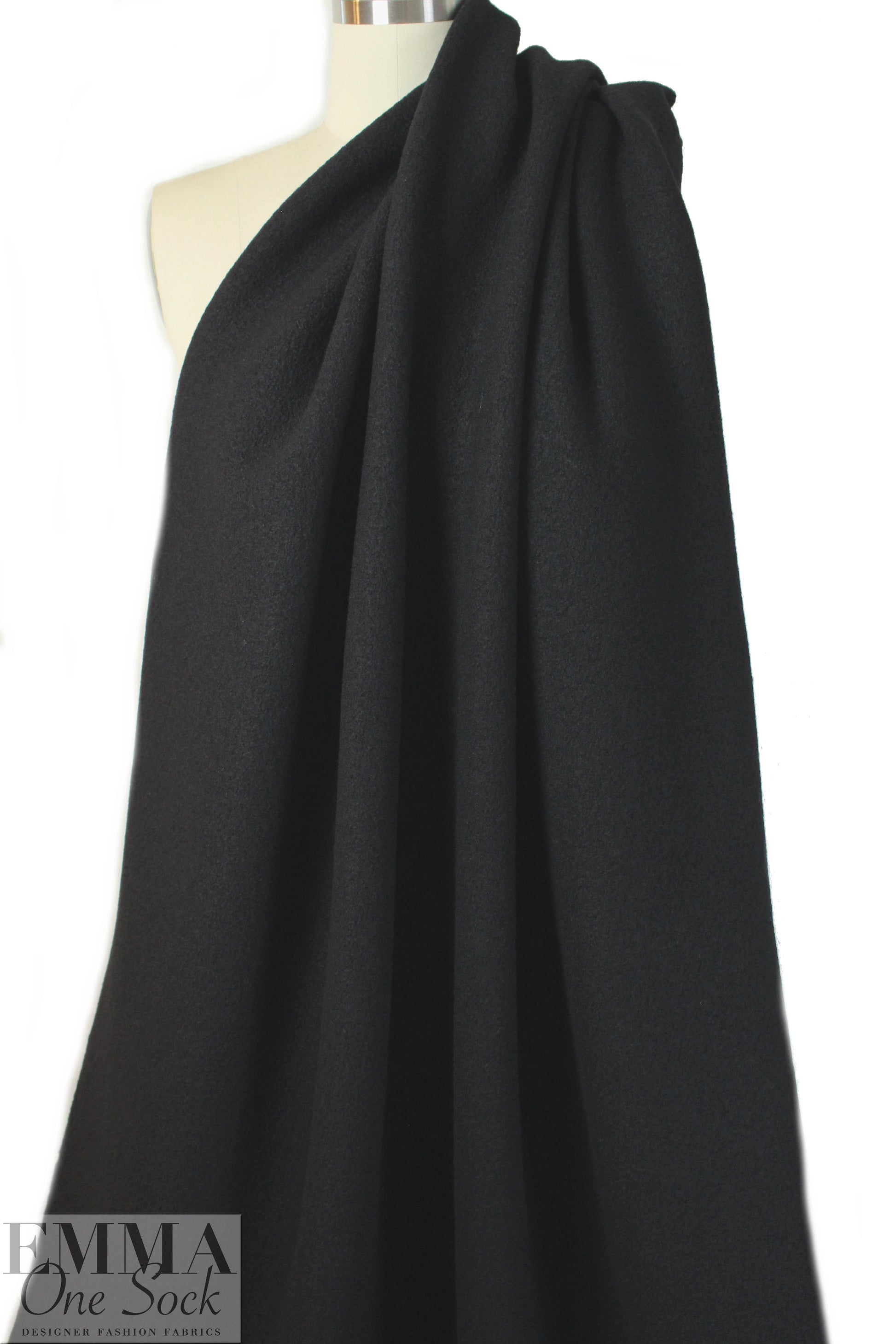 Italian boiled wool knit coating - black