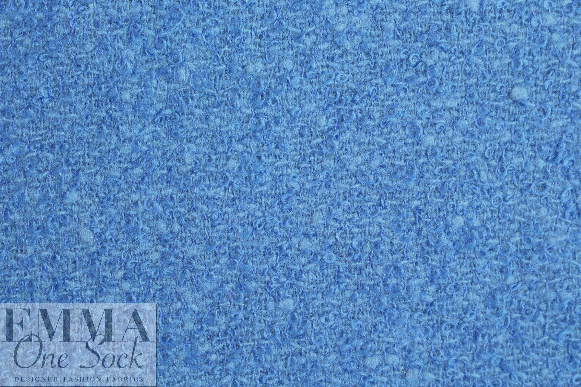 Italian azure blue boiled wool boucle' woven