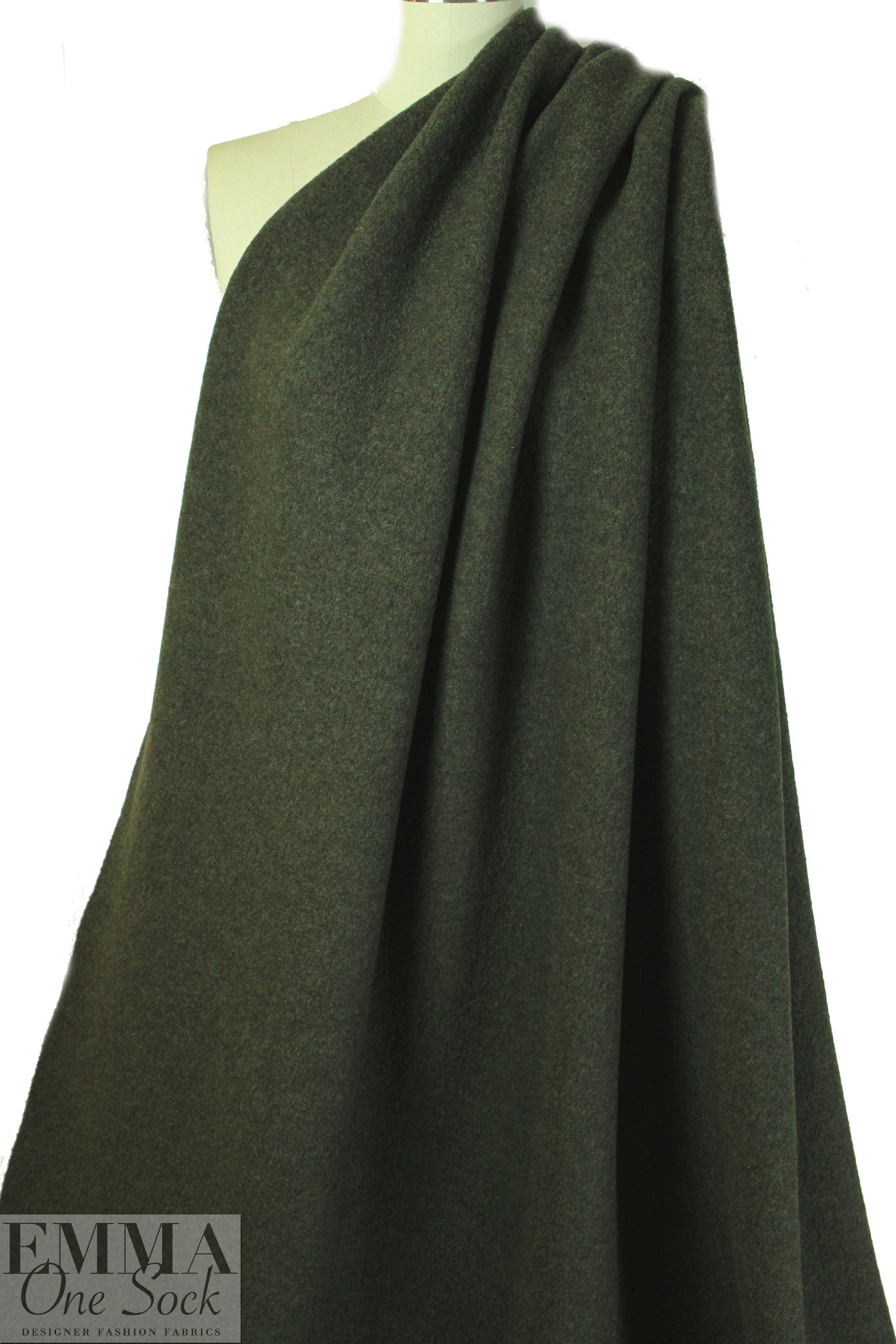 Italian boiled wool knit coating - chive