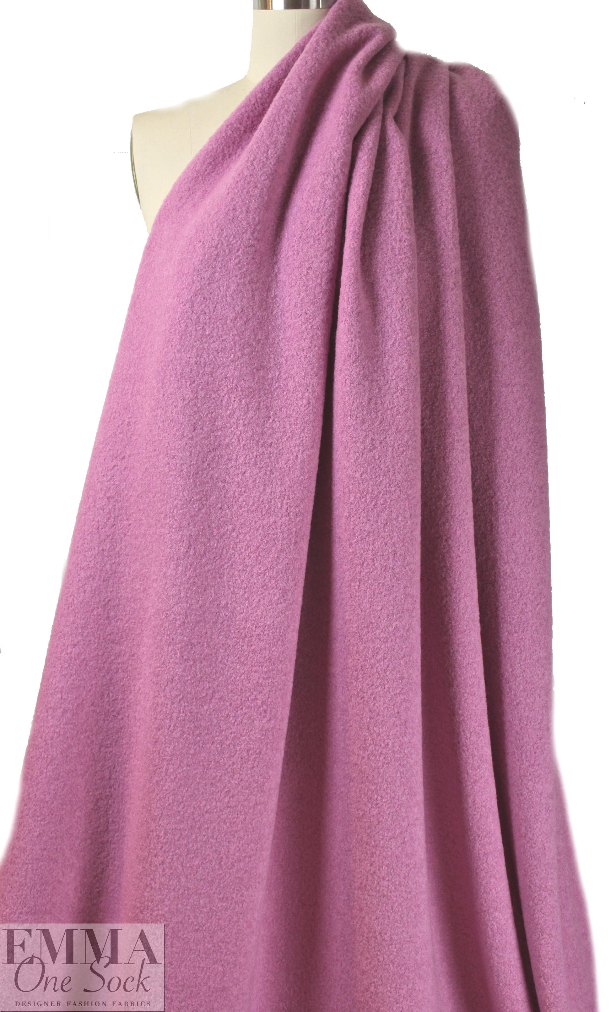 Italian lilac pink textured boiled wool coating