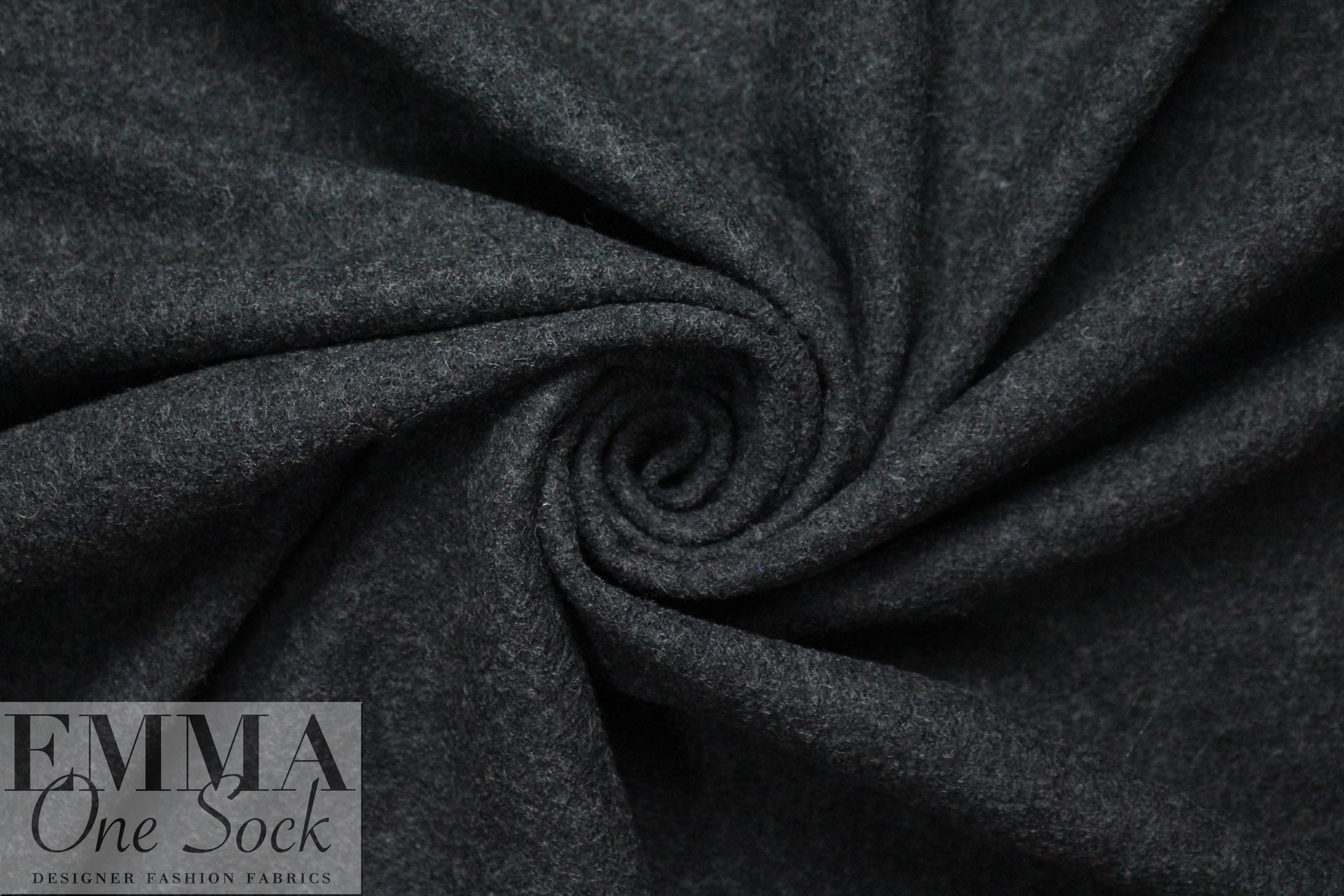 Italian textured boiled wool knit - off black