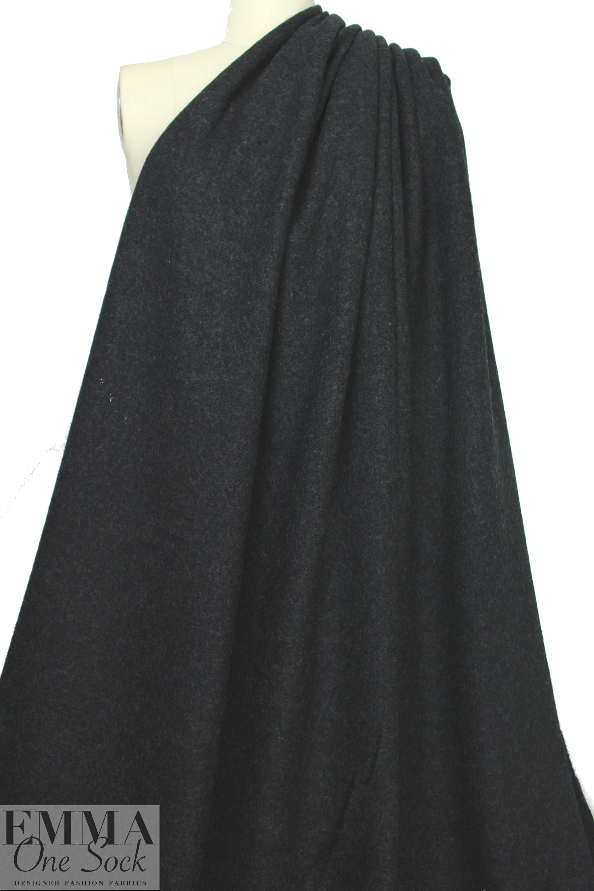 Italian textured boiled wool knit - off black