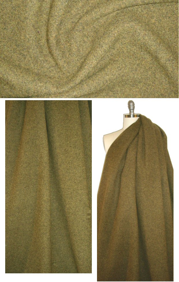 Italian dijon/moss heather boiled wool woven