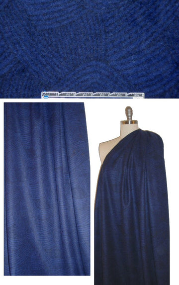 Italian black/navy linear graphic boiled wool knit .75 yds