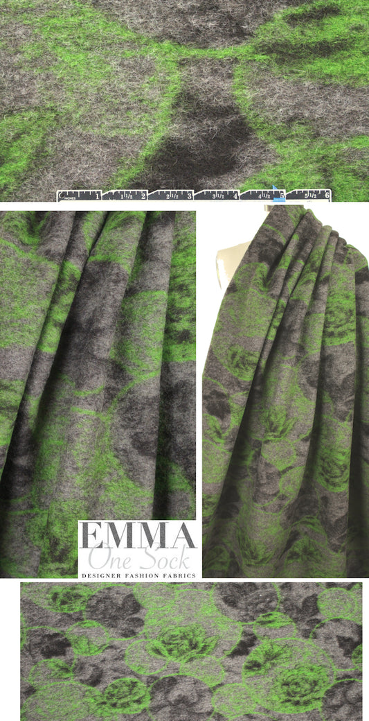 Italian moss/mocha design boiled wool fleece