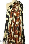 Italian pen and ink floral double border viscose/spandex knit 1.5 yd
