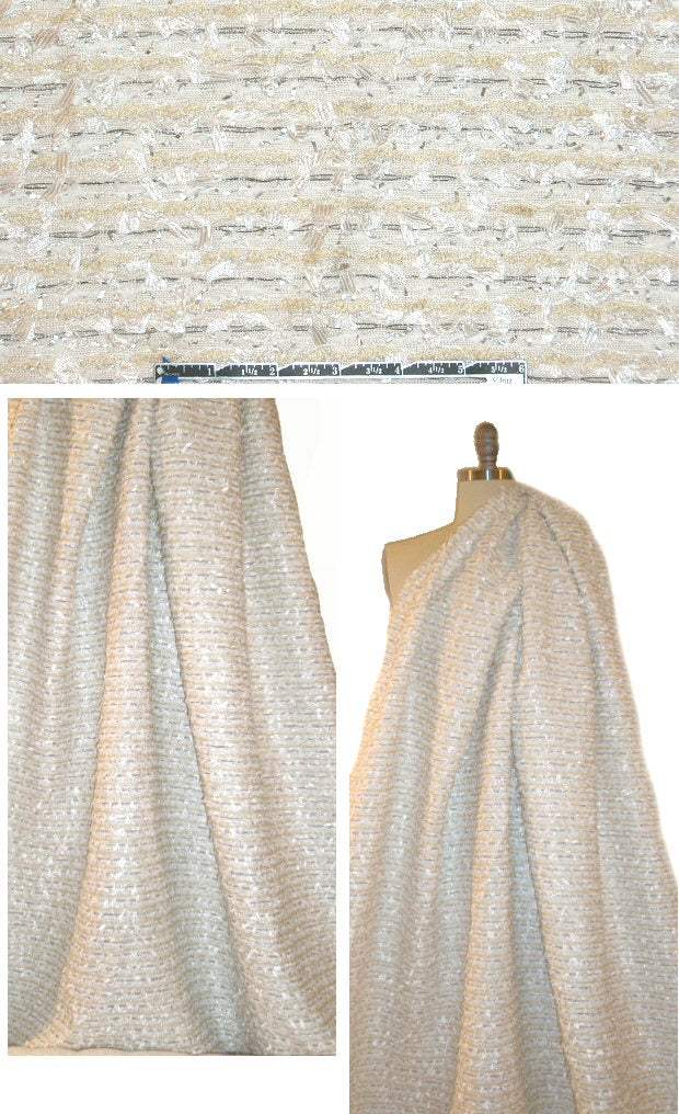 Italian fancy yarn ribbon boucle' - cream/ivory